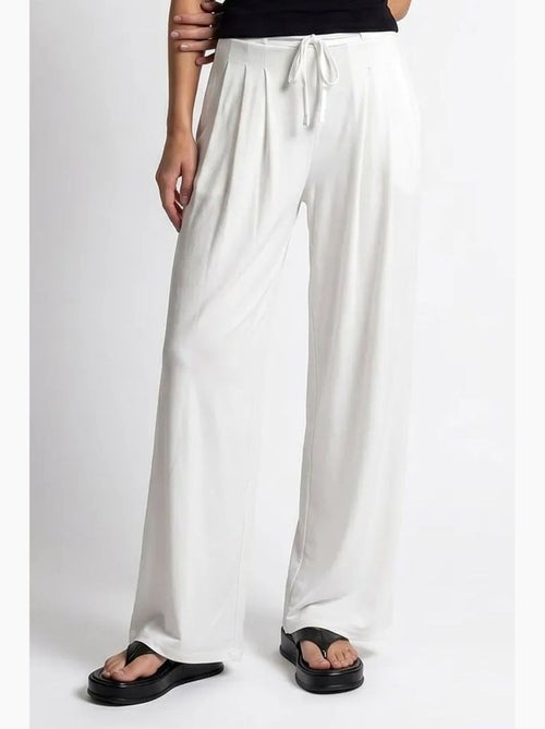Pantalon femme en jersey à jambe large et taille haute mixray - Kiabi Pantalon femme en jersey à jambe large et taille haute mixray - Kiabi