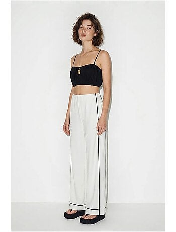 Pantalon femme en jersey à taille haute et jambe large lucci