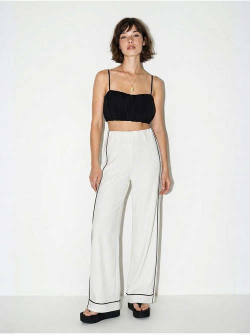 Pantalon femme en jersey à taille haute et jambe large lucci - Kiabi Pantalon femme en jersey à taille haute et jambe large lucci - Kiabi