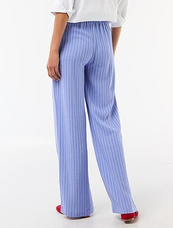 Pantalon large femme en lin à taille élastiquée
