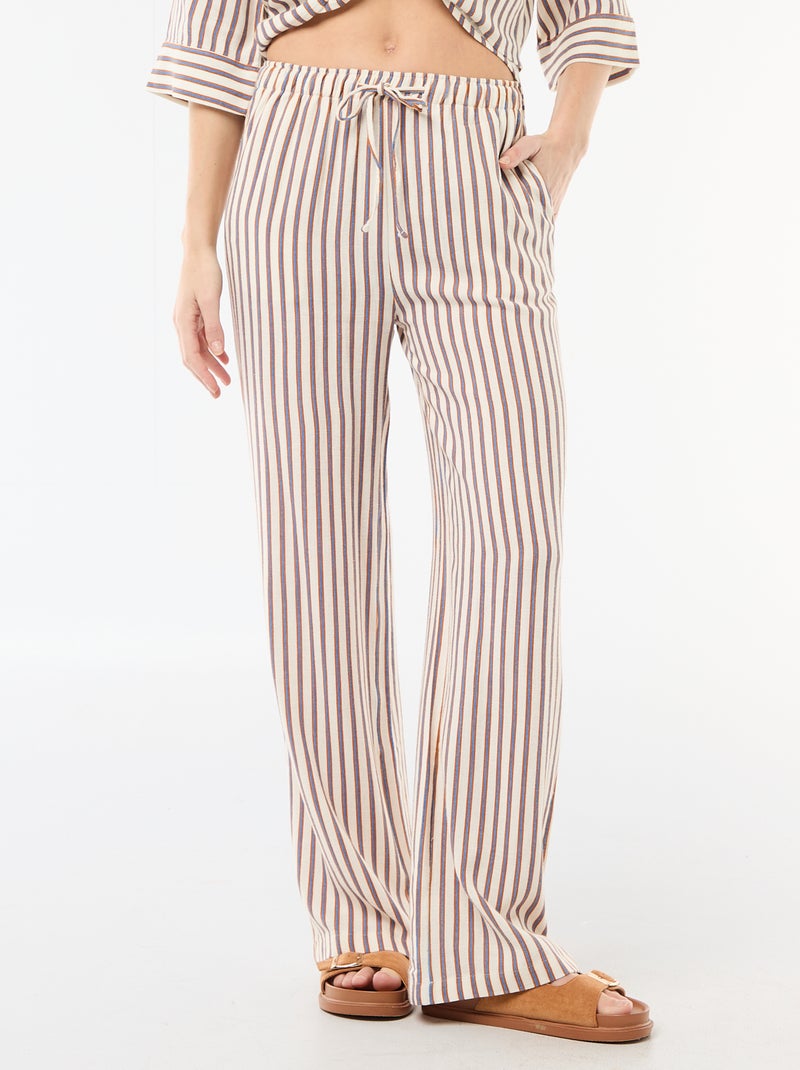 Pantalon femme en lin large Beige - Kiabi