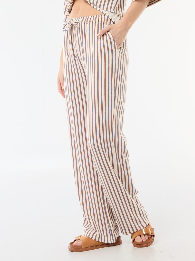 Pantalon femme en lin large Beige - Kiabi