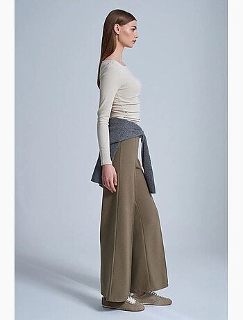 Pantalon femme en maille à jambe large dilvin