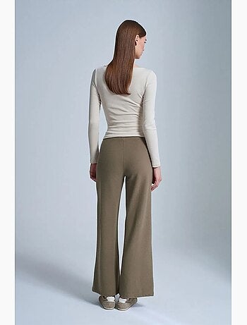 Pantalon femme en maille à jambe large dilvin