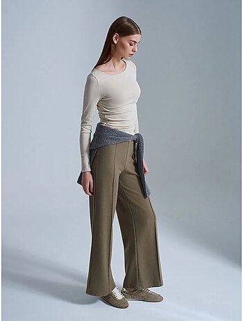 Pantalon femme en maille à jambe large dilvin