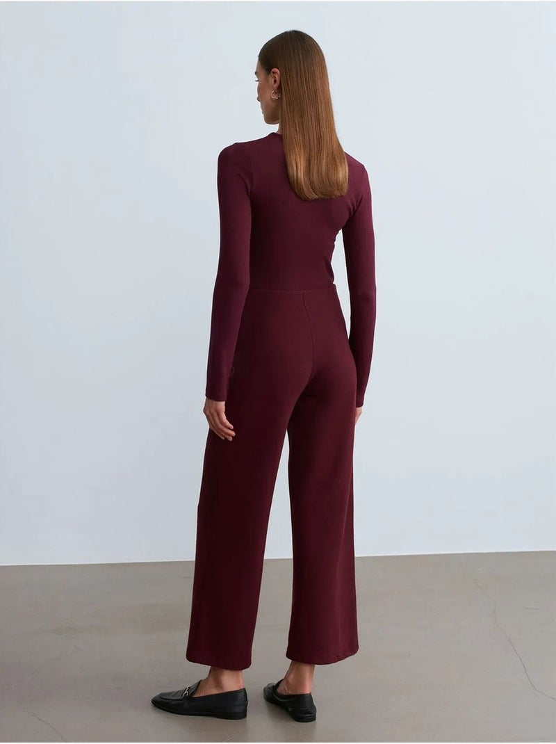 Pantalon femme en maille à jambe large dilvin Rouge bordeaux - Kiabi