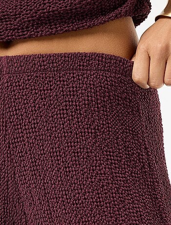 Pantalon large en maille crinkle femme