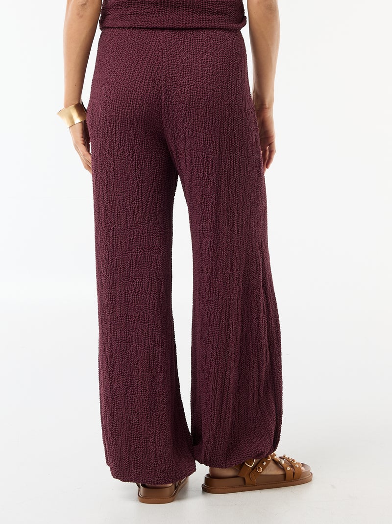 Pantalon femme en maille crinkle forme balloon Violet - Kiabi