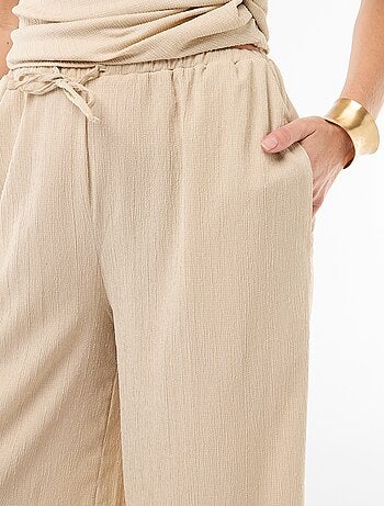 Pantalon femme en maille légère à coupe large