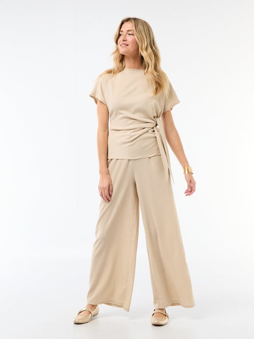 Pantalon femme en maille légère à coupe large - Kiabi Pantalon femme en maille légère à coupe large - Kiabi