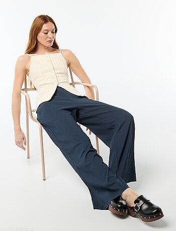 Pantalon femme en maille légère à coupe large