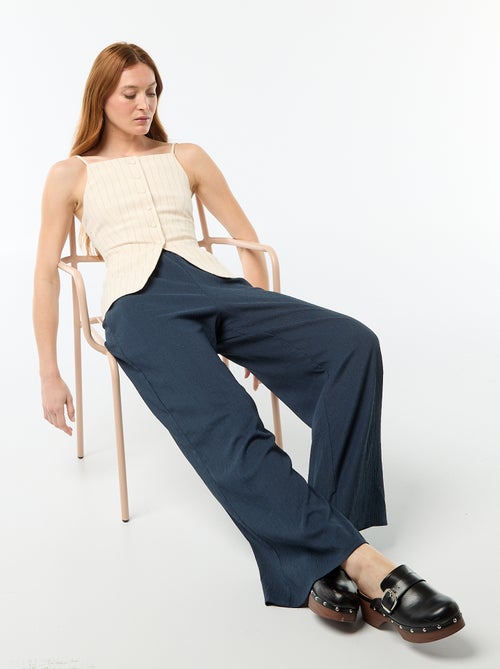 Pantalon femme en maille légère à coupe large - Kiabi