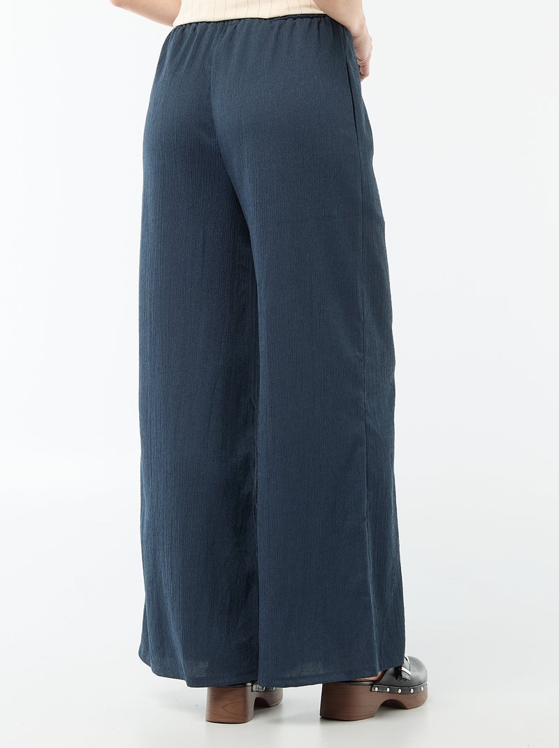 Pantalon femme en maille légère à coupe large Bleu - Kiabi