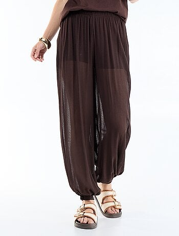 Pantalon femme en maille légère à coupe large