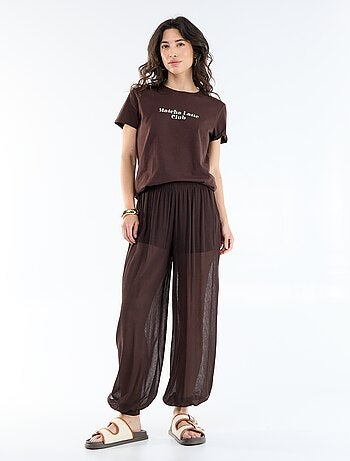 Pantalon femme en maille légère à coupe large