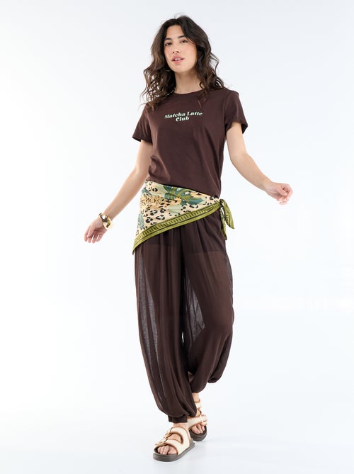 Pantalon femme en maille légère à coupe large - Kiabi