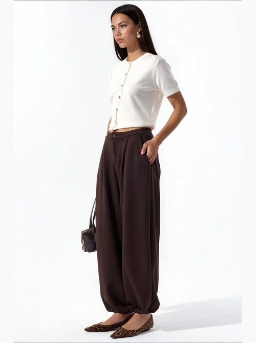 Pantalon femme en mélange de coton busem - Kiabi