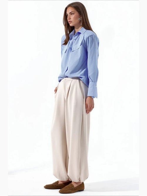 Pantalon femme en mélange de coton busem - Kiabi