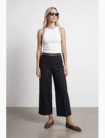 Pantalon femme en mélange de lin dilvin