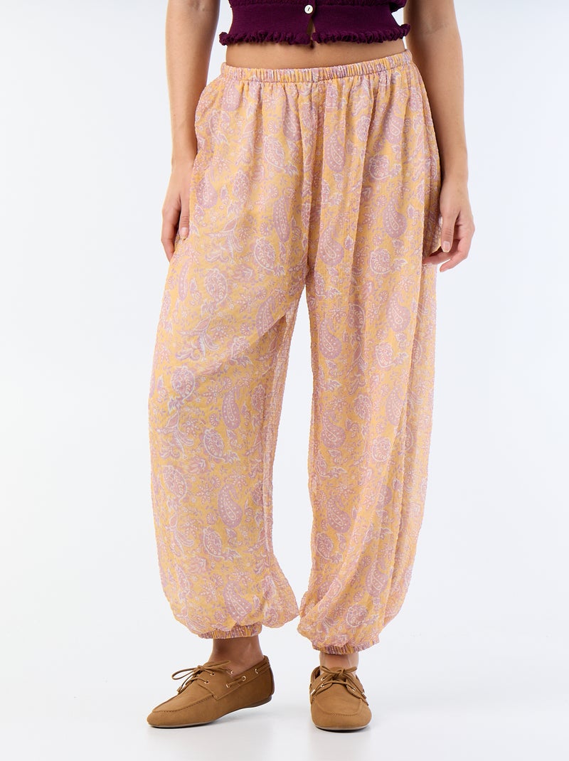 Pantalon femme en tissu léger à coupe boule Orange - Kiabi