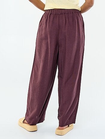 Pantalon femme en tissu léger à coupe large et taille haute