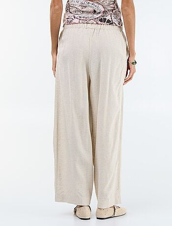 Pantalon femme en toile légère à coupe large et taille haute