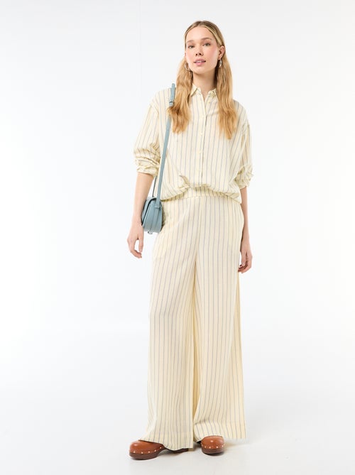 Pantalon femme en toile légère à coupe large - Kiabi Pantalon femme en toile légère à coupe large - Kiabi