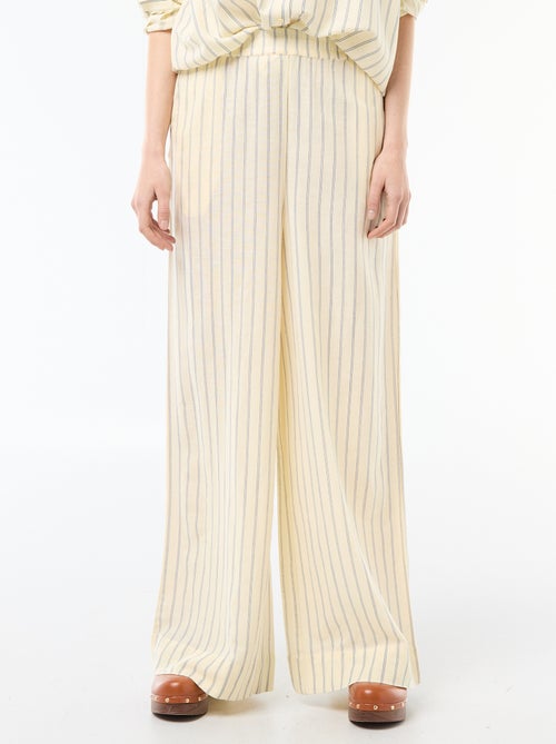 Pantalon femme en toile légère à coupe large - Kiabi Pantalon femme en toile légère à coupe large - Kiabi