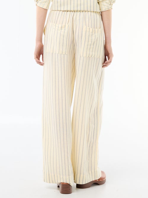 Pantalon femme en toile légère à coupe large - Kiabi Pantalon femme en toile légère à coupe large - Kiabi