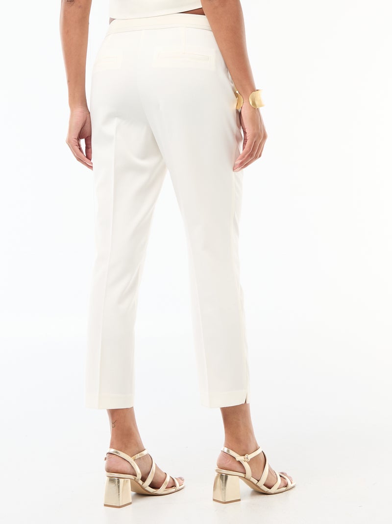 Pantalon femme en toile lourde à coupe droite Blanc - Kiabi