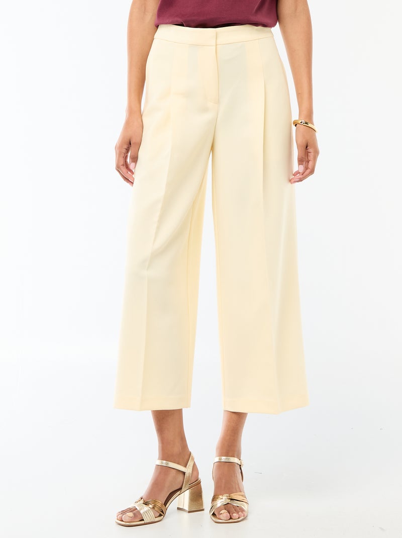 Pantalon femme en toile structurée à coupe slim Beige - Kiabi