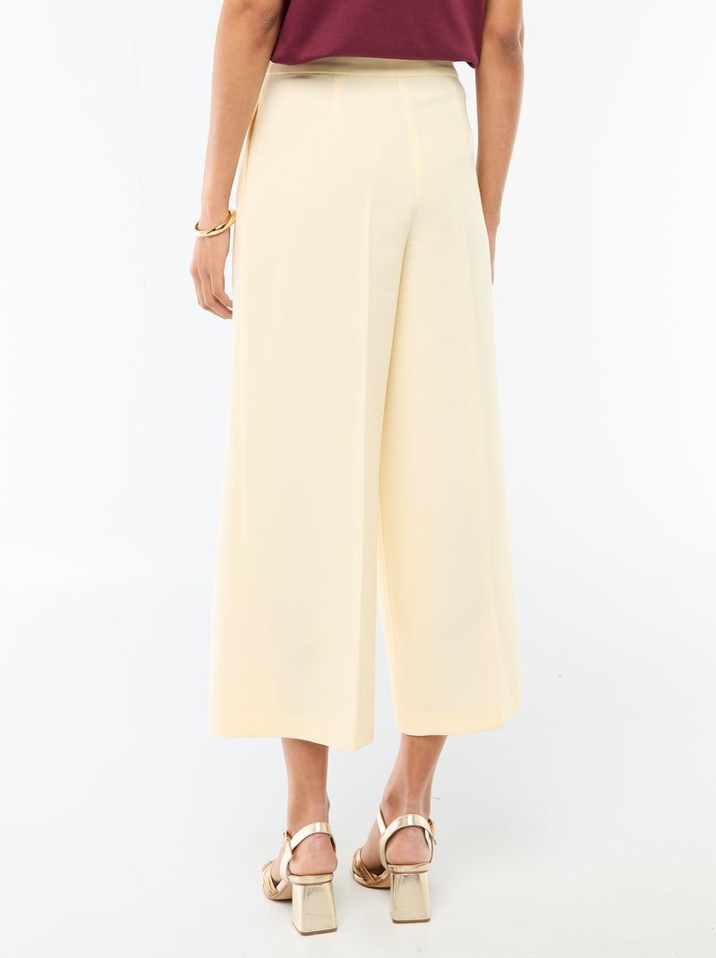 Pantalon femme en toile structurée à coupe slim Beige - Kiabi
