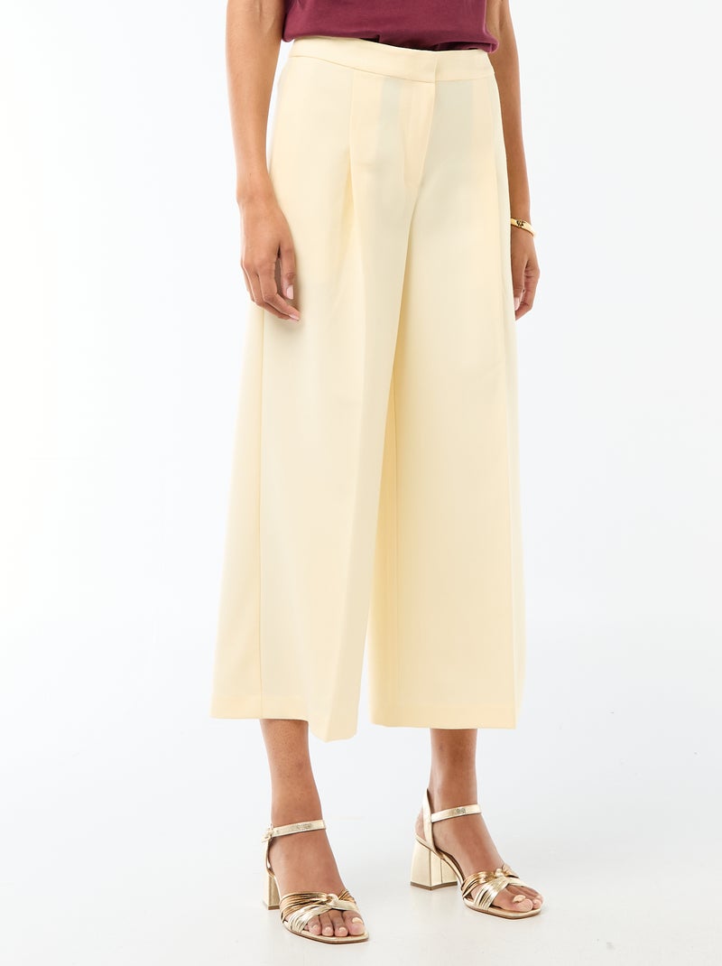 Pantalon femme en toile structurée à coupe slim Beige - Kiabi