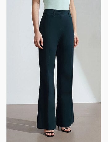 Pantalon femme évasé taille haute en gabardine dilvin
