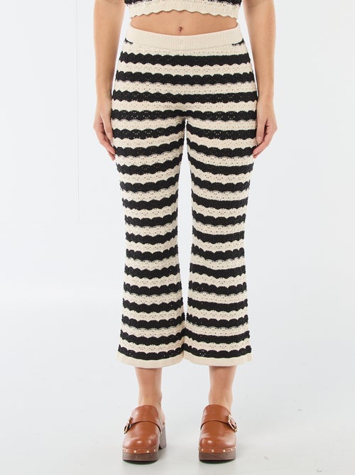 Pantalon femme flare en crochet fantaisie - Kiabi