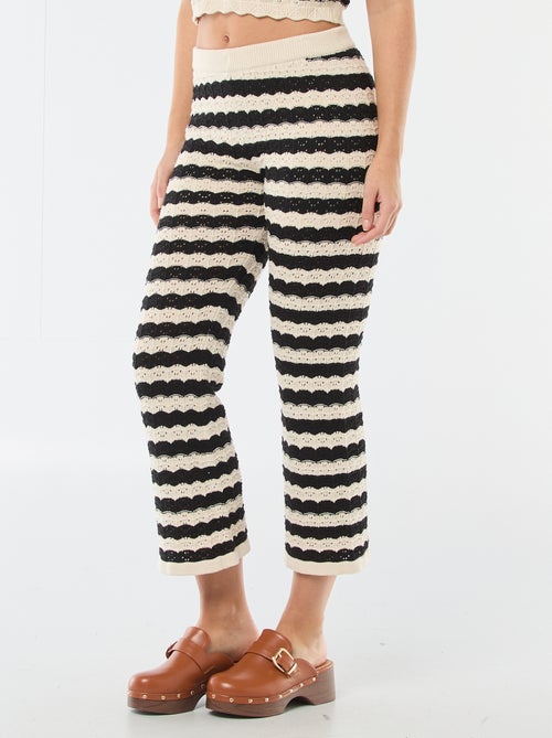 Pantalon femme flare en crochet fantaisie - Kiabi