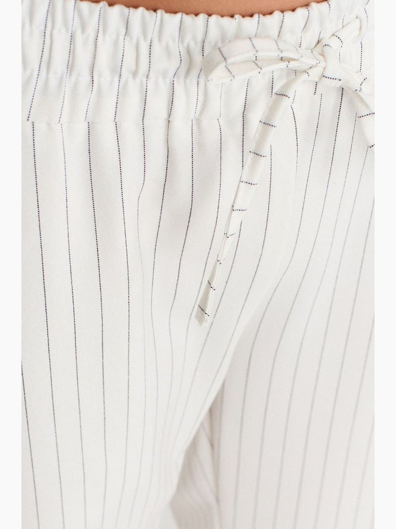 Pantalon femme large à rayures dilvin Blanc cassé - Kiabi