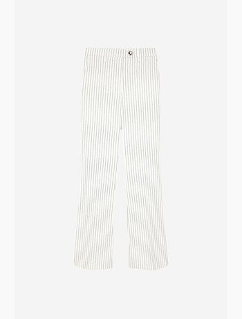 Pantalon femme large à rayures, taille mi-haute dilvin