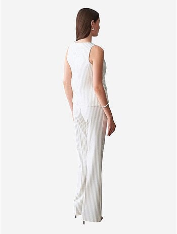 Pantalon femme large à rayures, taille mi-haute dilvin