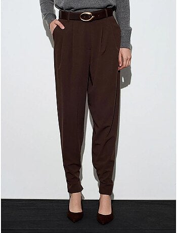 Pantalon femme large à taille haute en crêpe dilvin