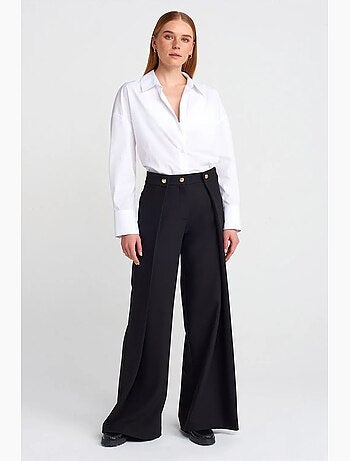Pantalon femme large à taille haute en crêpe dilvin