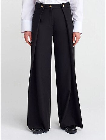 Pantalon femme large à taille haute en crêpe dilvin