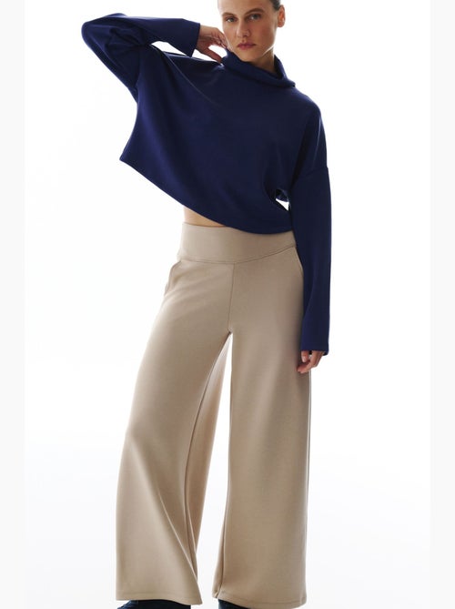 Pantalon femme large à taille haute penti - Kiabi