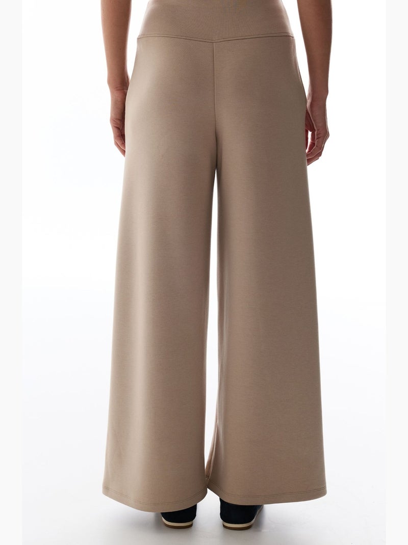 Pantalon femme large à taille haute penti Beige argile - Kiabi