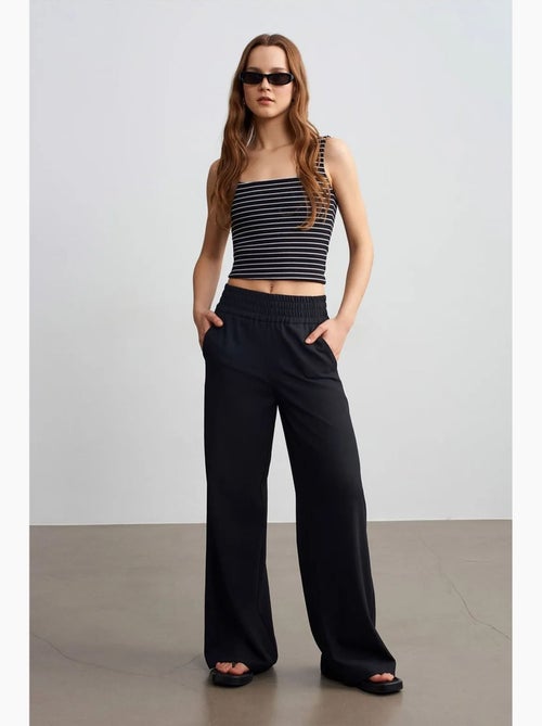 Pantalon femme large en crêpe dilvin - Kiabi Pantalon femme large en crêpe dilvin - Kiabi