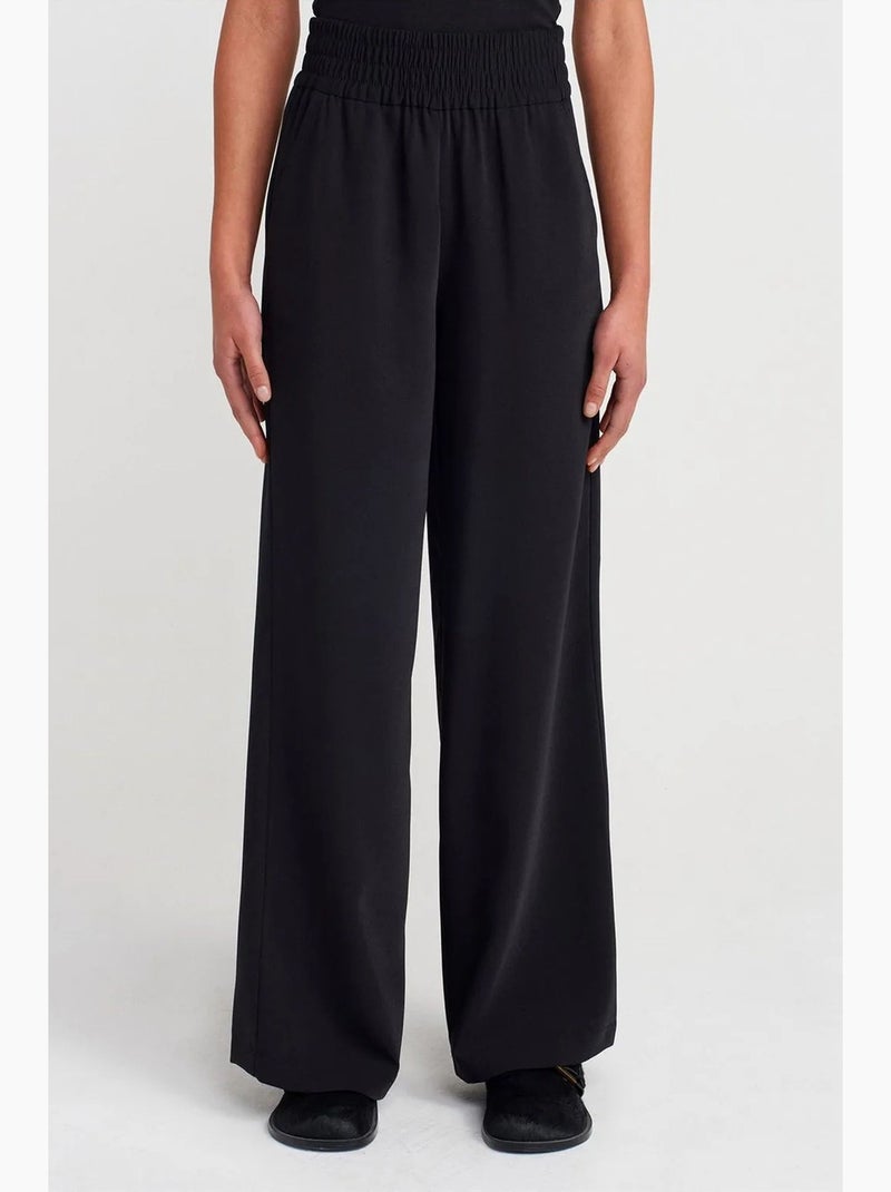 Pantalon femme large en crêpe dilvin Noir - Kiabi
