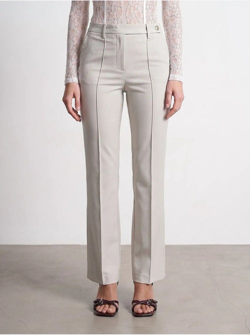 Pantalon femme large en crêpe, taille mi-haute dilvin - Kiabi Pantalon femme large en crêpe, taille mi-haute dilvin - Kiabi