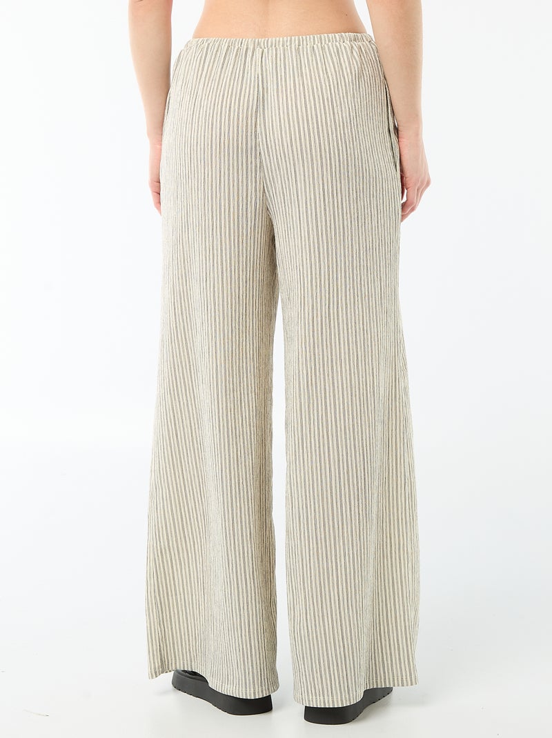 Pantalon femme large en maille crinkle Blanc - Kiabi