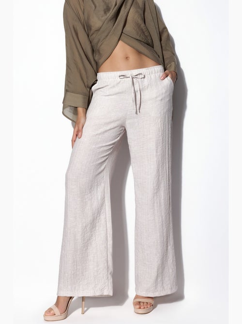 Pantalon femme large en tissu tissé busem - Kiabi
