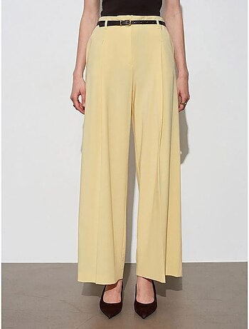 Pantalon femme palazzo en crêpe avec ceinture dilvin